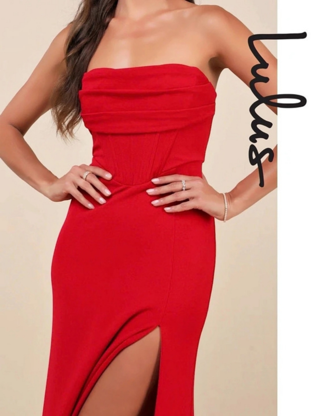 Lulus Marvelous Vision Red Strapless Bow Column Maxi Dress - XL